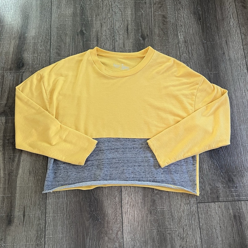 Flirtitude Active Women's Top Size S Yellow Gray Colorblock